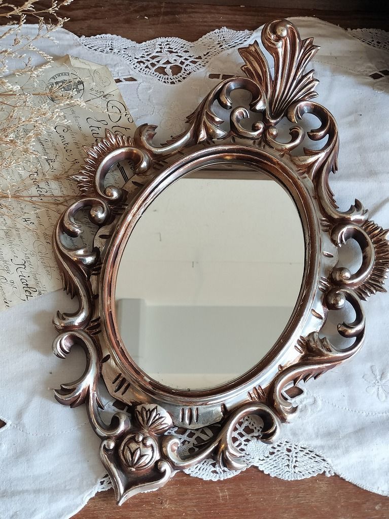 フランス アンティーク 素敵な デコラティブ 装飾 壁掛け ミラー 鏡