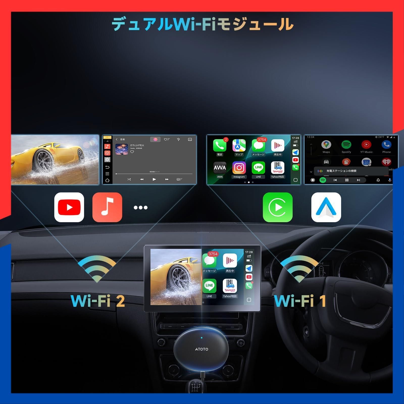  Ai Box ワイヤレス ナビがAndroidタブレットに早変わり YouTube Netflix動画視聴 ワイヤレスCarPlay CarPlay - Android Auto両対応 AD 5 話せるAIアシスタントChatGPT搭載 OTA更 その他 文房具 事務用品