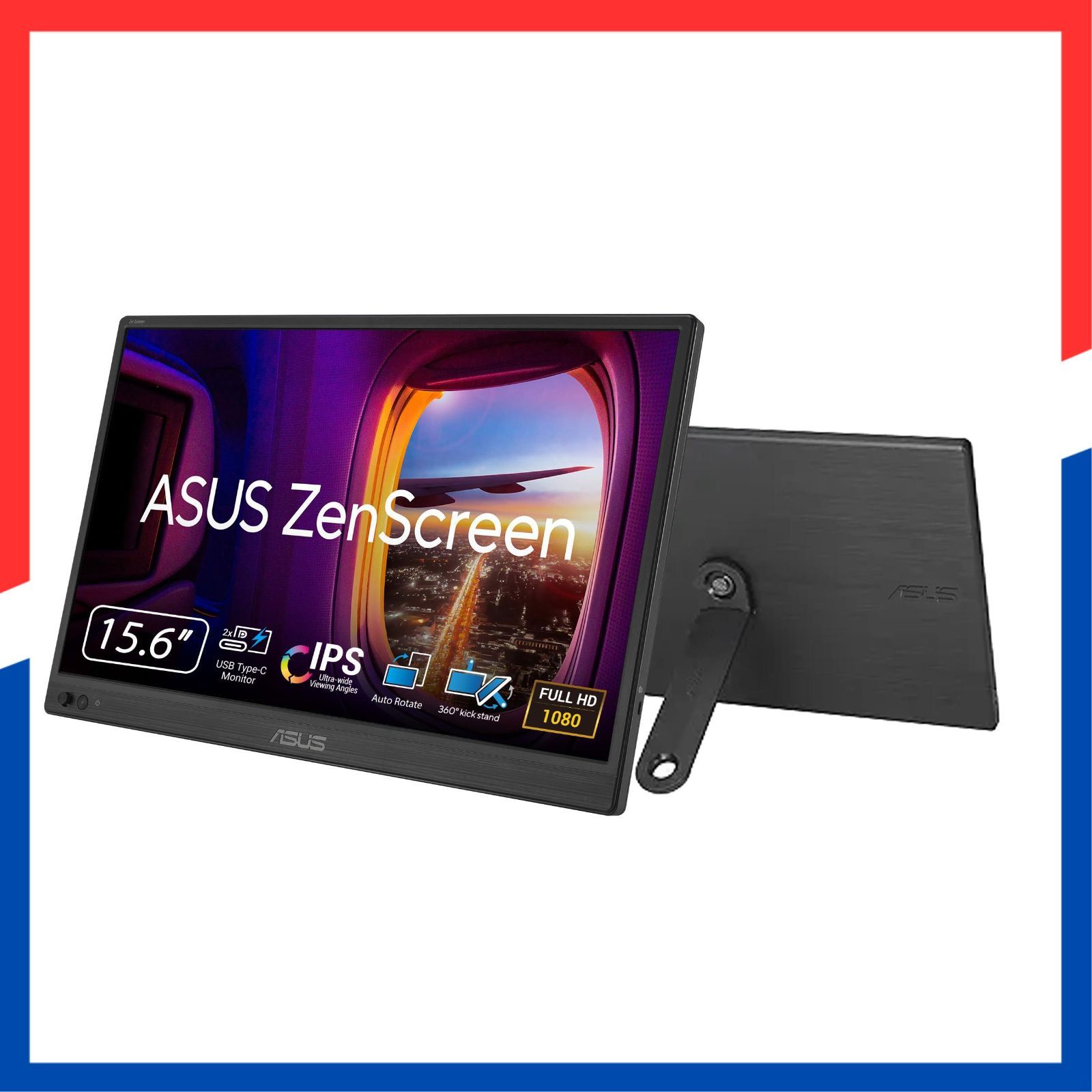 在庫処分 Type C フリッカーフリー ブルーライト軽減機能 ノング パネル フルHD IPS デュアルUSB 15 6インチ MB 169 CK J ポータブルUSBモニター 360°回転のキックスタンド ポータブルモニター ZenS