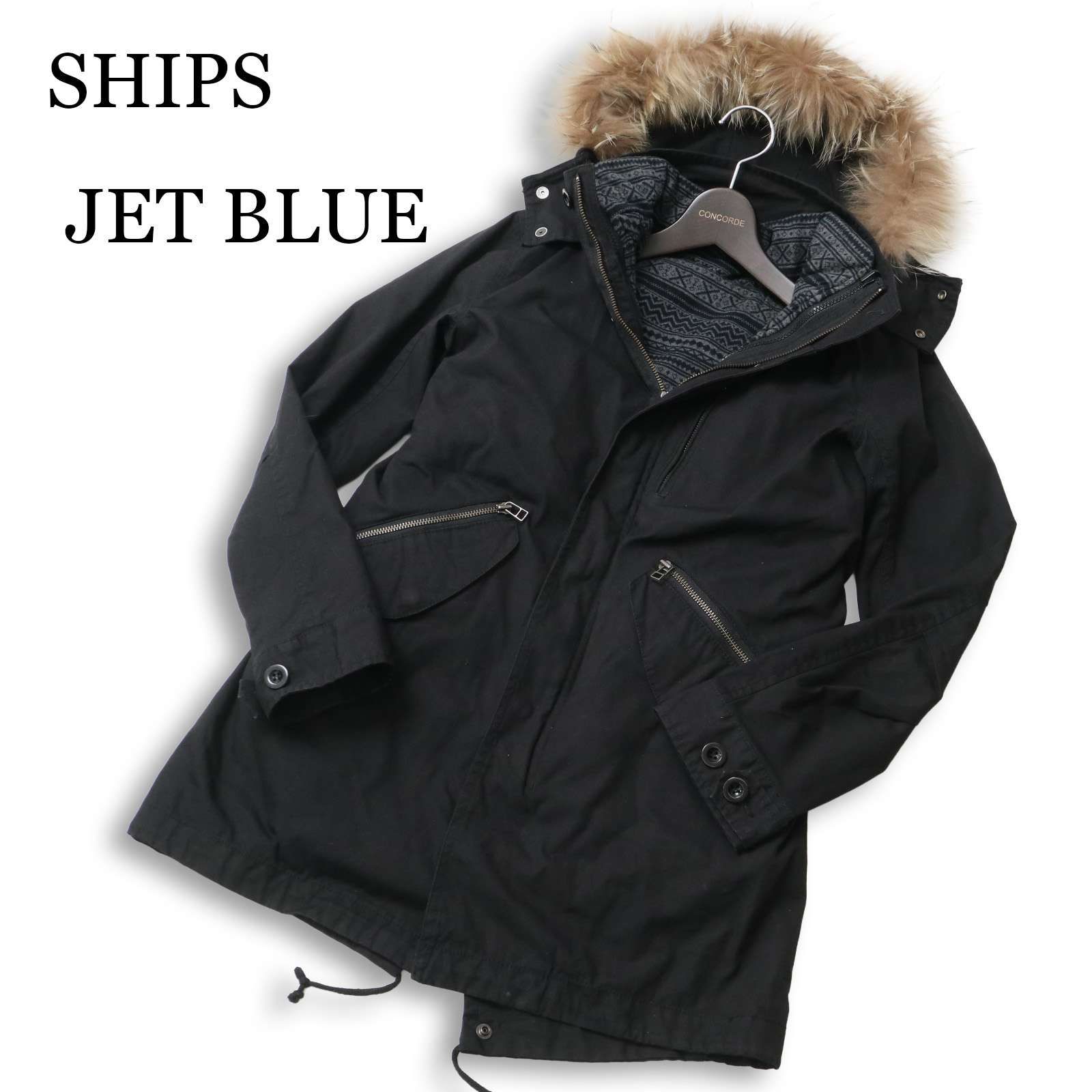 SHIPS JET BLUE ブラック モッズコート M SHIPS JET BLUE/シップス 