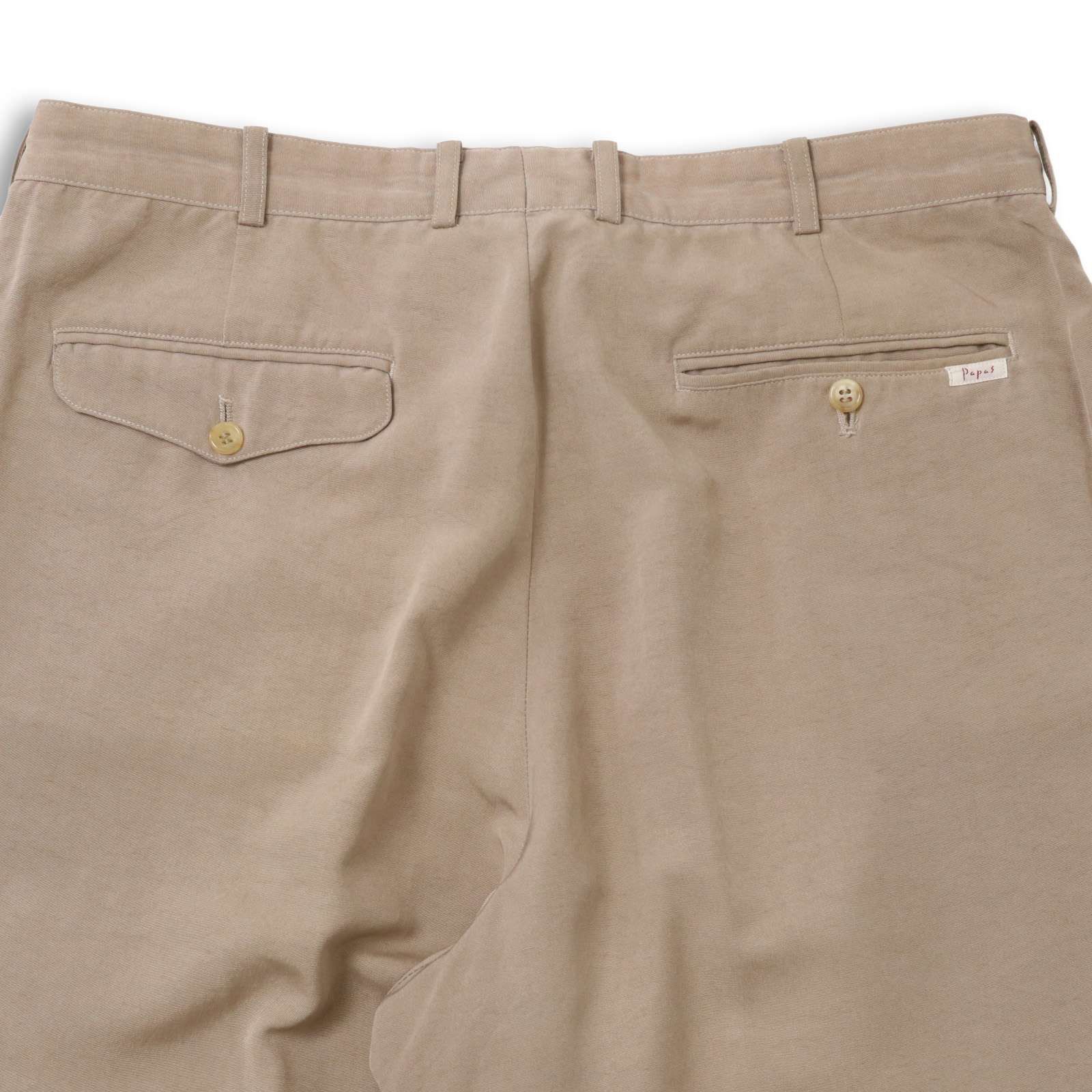 Papas パパス 通年 絹 シルク100％☆ タック スラックス パンツ Sz.LL