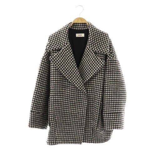 スナイデル SNIDEL ビッグカラーコクーンコート F ブラック ホワイト