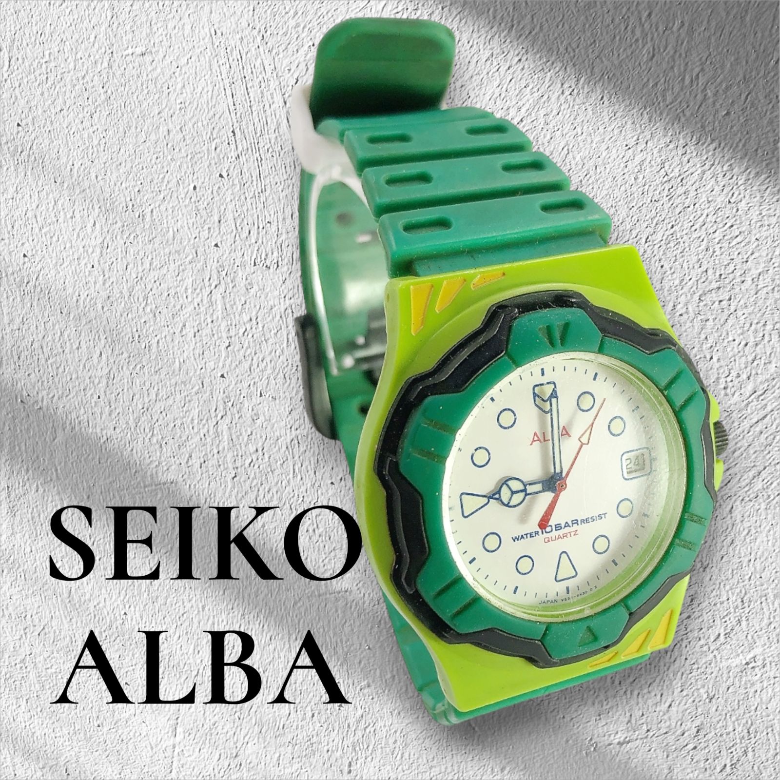 SEIKO ALBA セイコー アルバ V532-6F50 デイト グリーン 文字盤 