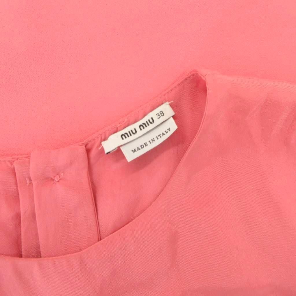 ミュウミュウ miumiu ワンピース 38 ピンク ひざ丈 切替 ラウンド