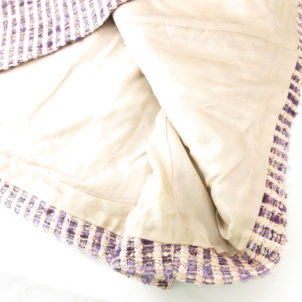 ルネ Rene 美品 TISSUE ツイード ノースリーブ ワンピース ビジュー 36