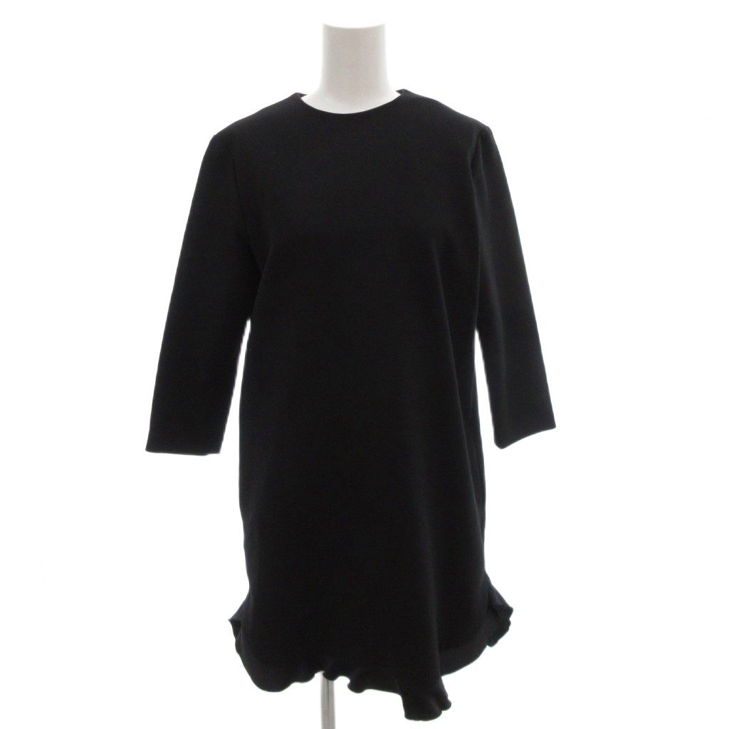 【美品】 YOKO CHAN ヨーコチャン 38 スカラップ ワンピース 黒 ヨーコチャン YOKO CHAN ワンピース 38 黒 ブラック ひざ丈 スカラップ