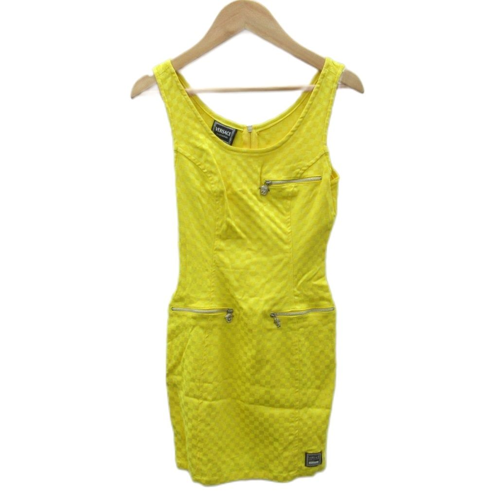 ヴェルサーチ ヴェルサーチェ VERSACE タイトワンピース 38 黄