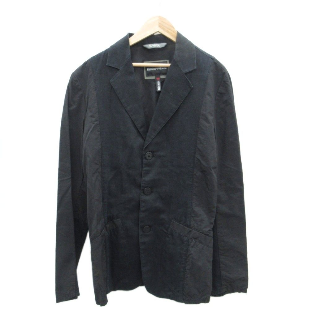 美品 ジョルジオアルマーニ テーラードジャケット ベロア シングル 黒 エンポリオアルマーニ EMPORIO ARMANI テーラードジャケット ミドル丈