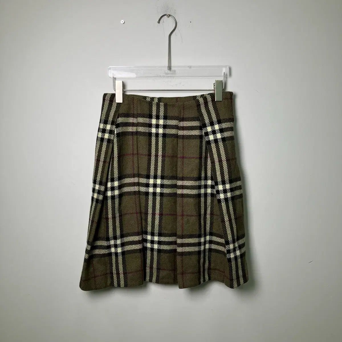 バーバリー ロンドン ノバ チェック プリーツ ウールブレンド スカート