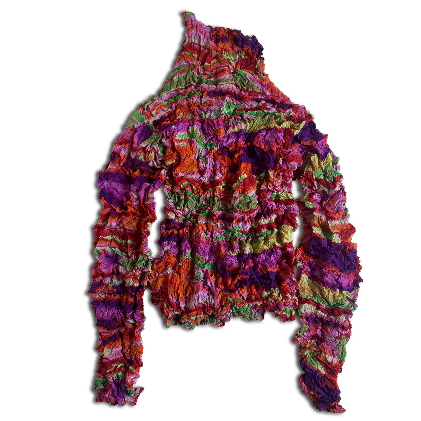 極美品✨ISSEY MIYAKE プリーツ　花柄　総柄　シワ加工　トップス 極美品】ISSEY MIYAKE FETE プリーツ マルチカラー トップス 2