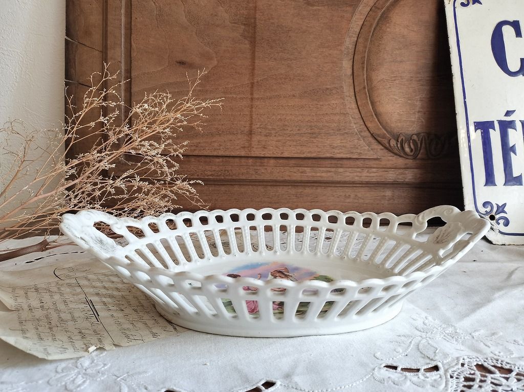 フランス アンティーク 天使 エンジェル 陶器 パニエ 籠 - メルカリ