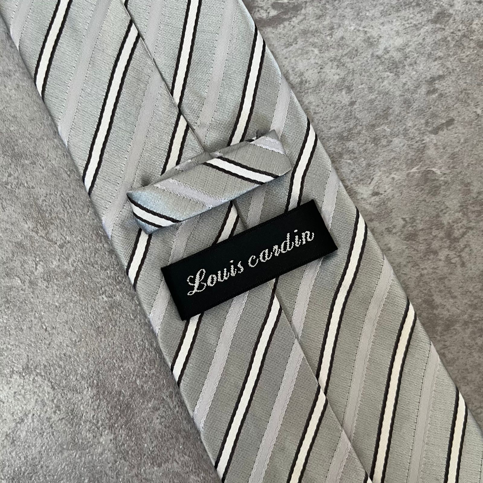 ストライプ】レジメンタルストライプネクタイ シルバー グレー バイ