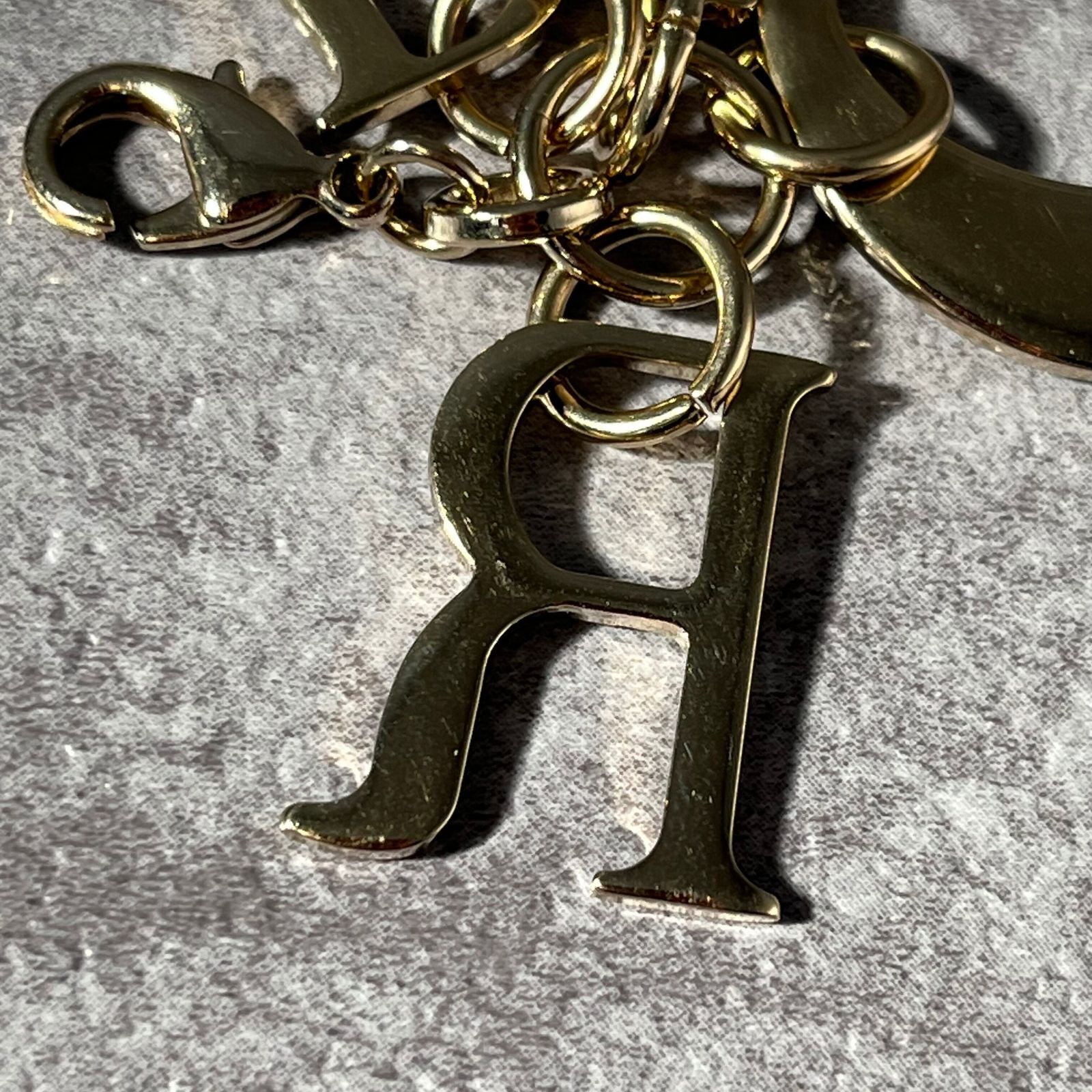 【超希少】DIOR ディオール アルファベットチャーム ［K］Ag925 パヴェ Christian Dior】クリスチャンディオール キーホルダー チャーム 金具