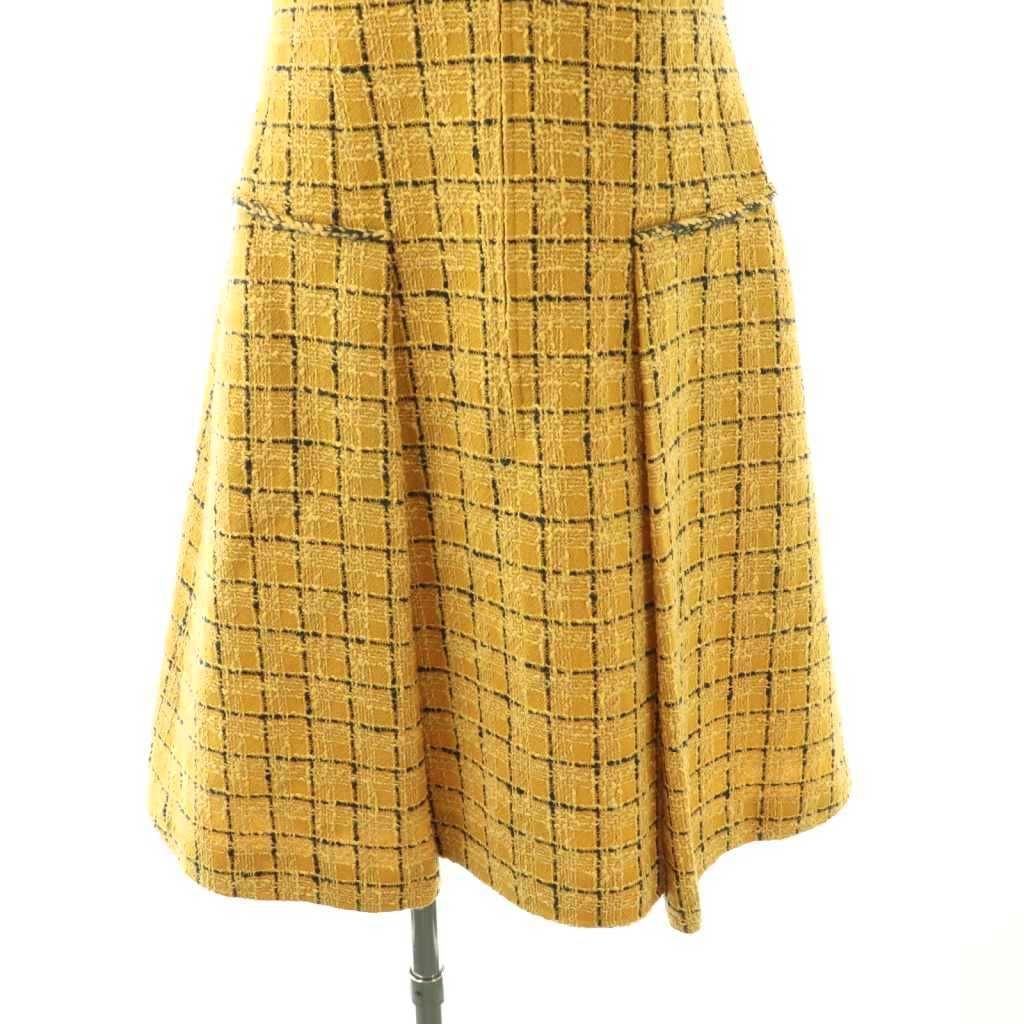 ルネ Rene TISSUE ジップアップ ツイードワンピース 膝丈 ノースリーブ