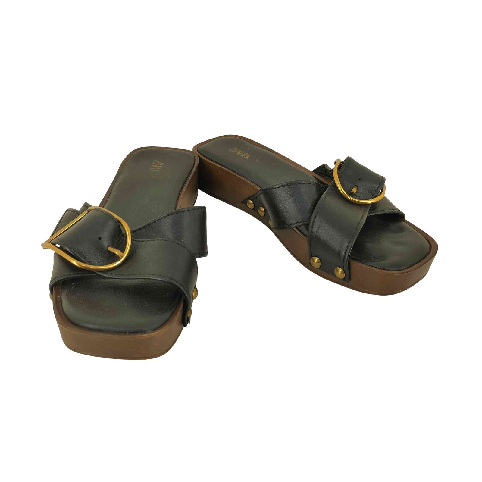 ザラ ZARA バックルフラットサンダル レディース EUR：38 - メルカリ