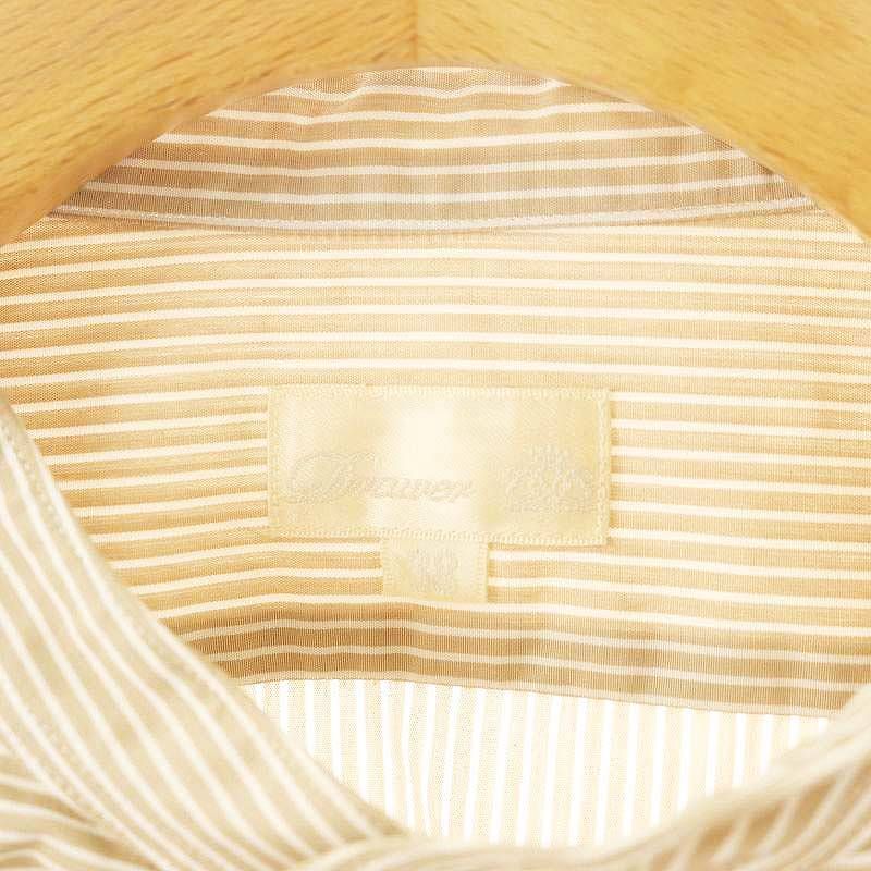 ドゥロワー Drawer コットンストライプフリルスタンドカラーシャツ