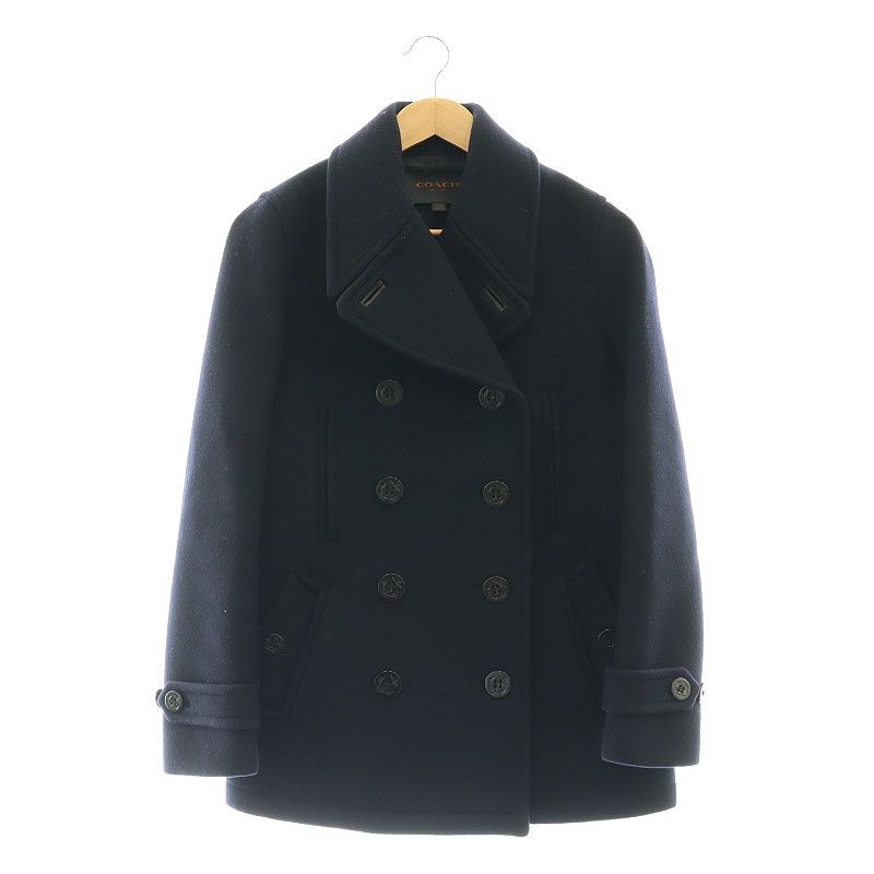 COACH メルトンウール ピーコート/Pコート/M/黒 コーチ COACH メルトンPコート ウール XS 黒 ブラック /SS □OS - メルカリ