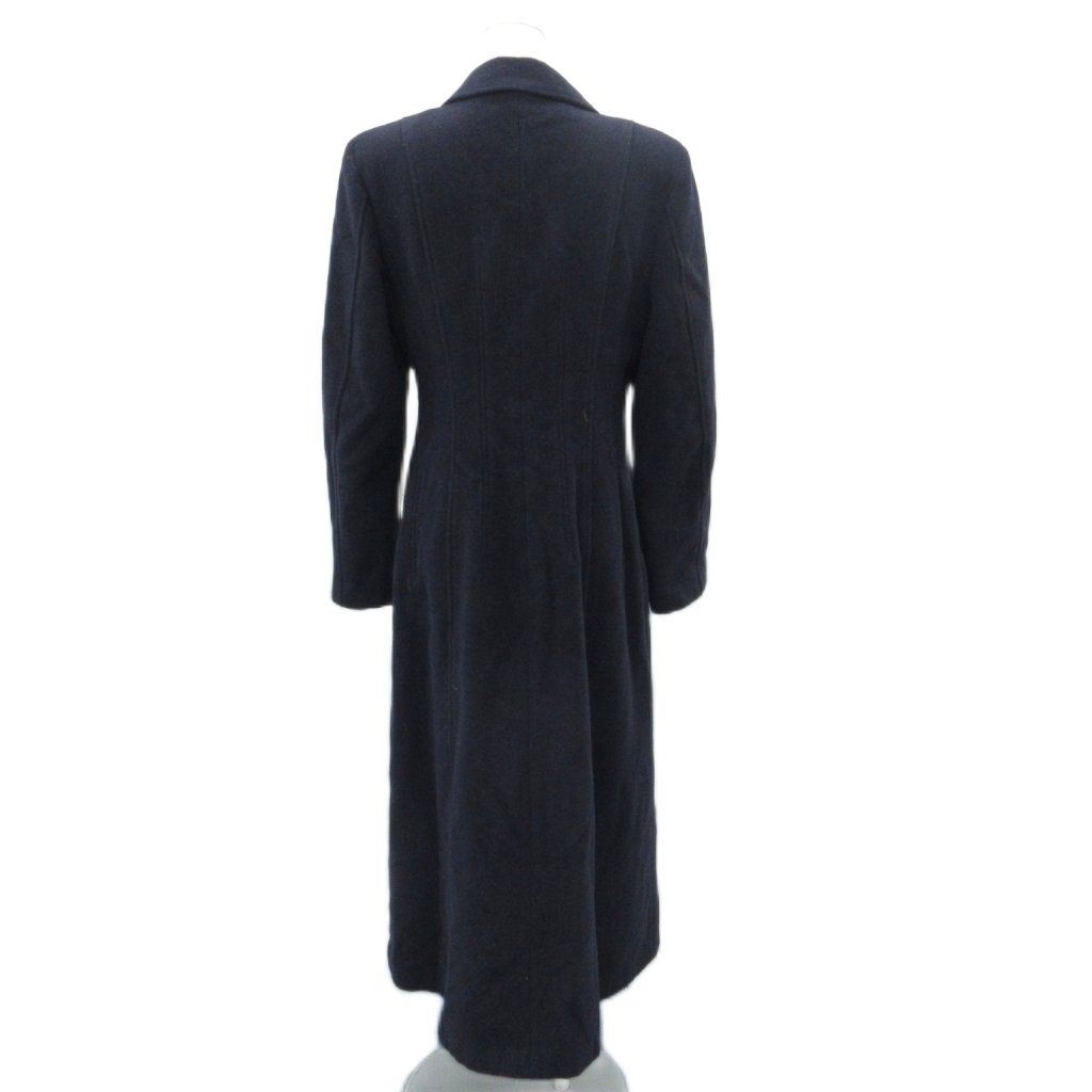 カルバンクライン アンゴラ混 マキシ コート ダブル ブラック ネイビー 9号 美品⭐️カルバンクライン アンゴラ混 ウール ロングコート 9 M
