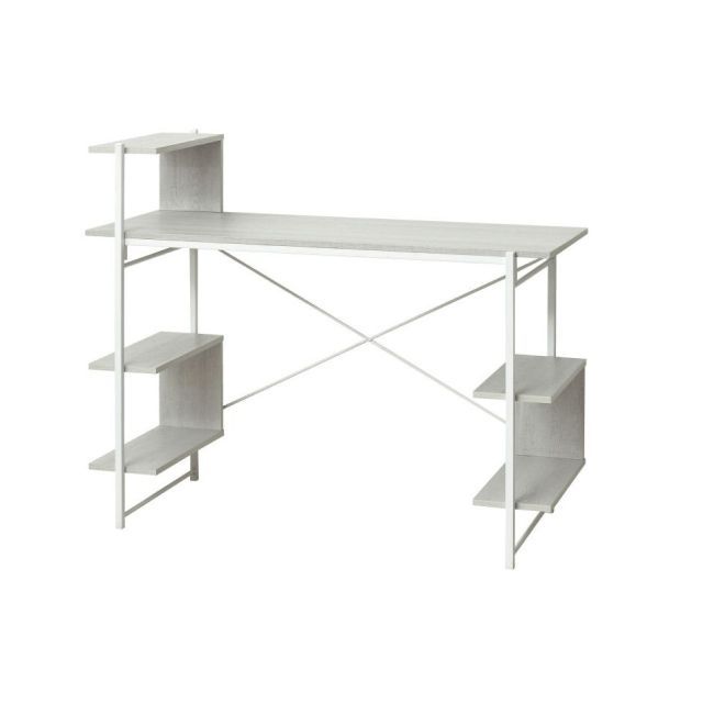 らくらく組立棚付デスク 3色展開 ホワイト ナチュラル ダークブラウン