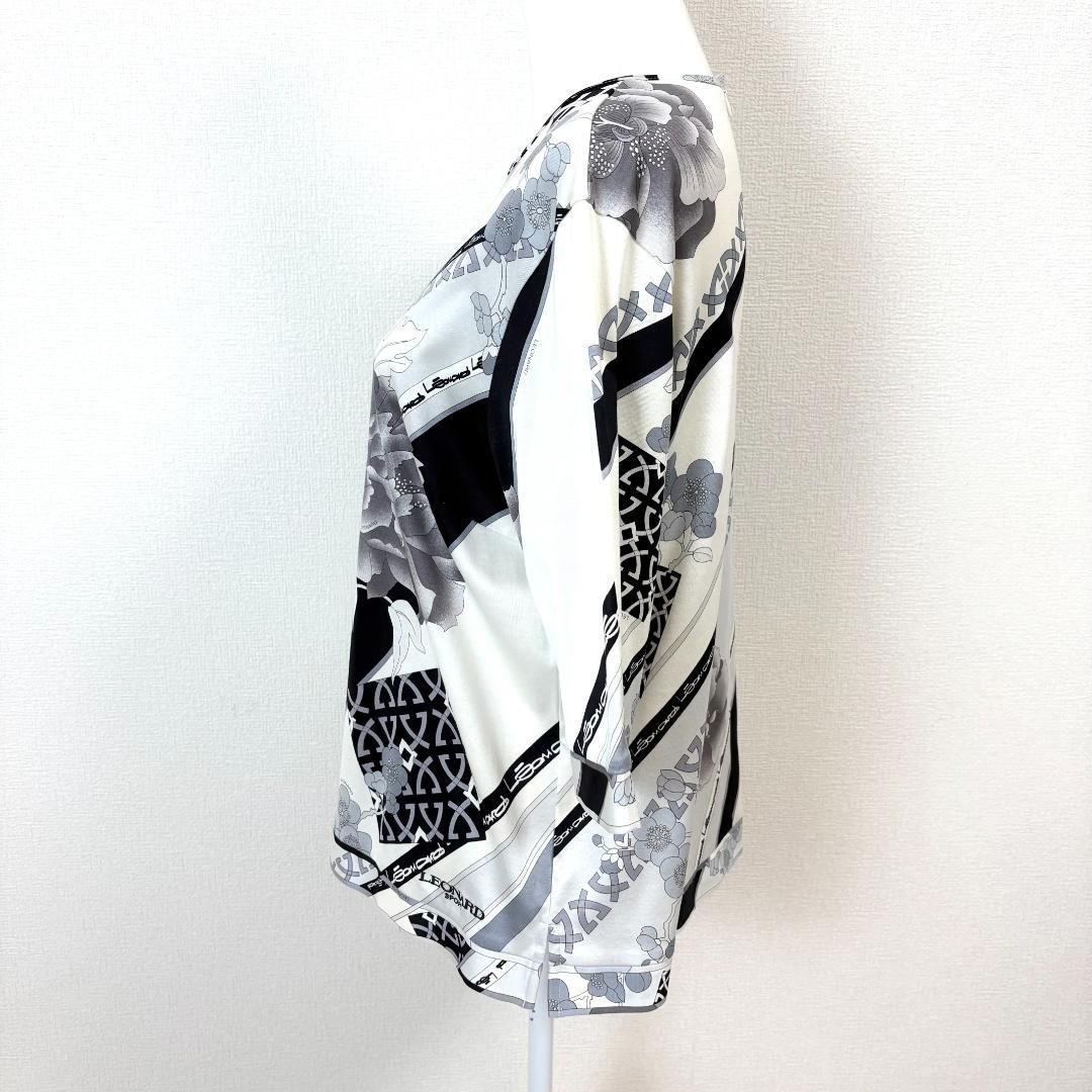 極美品】 LEONARD SPORT 五分袖トップス 44 白×黒 花柄 刺繍 - メルカリ