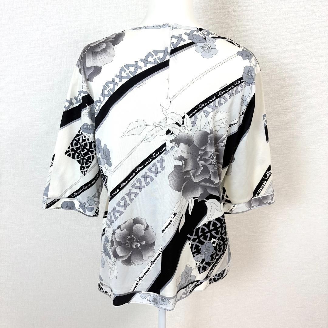 極美品】 LEONARD SPORT 五分袖トップス 44 白×黒 花柄 刺繍 - メルカリ