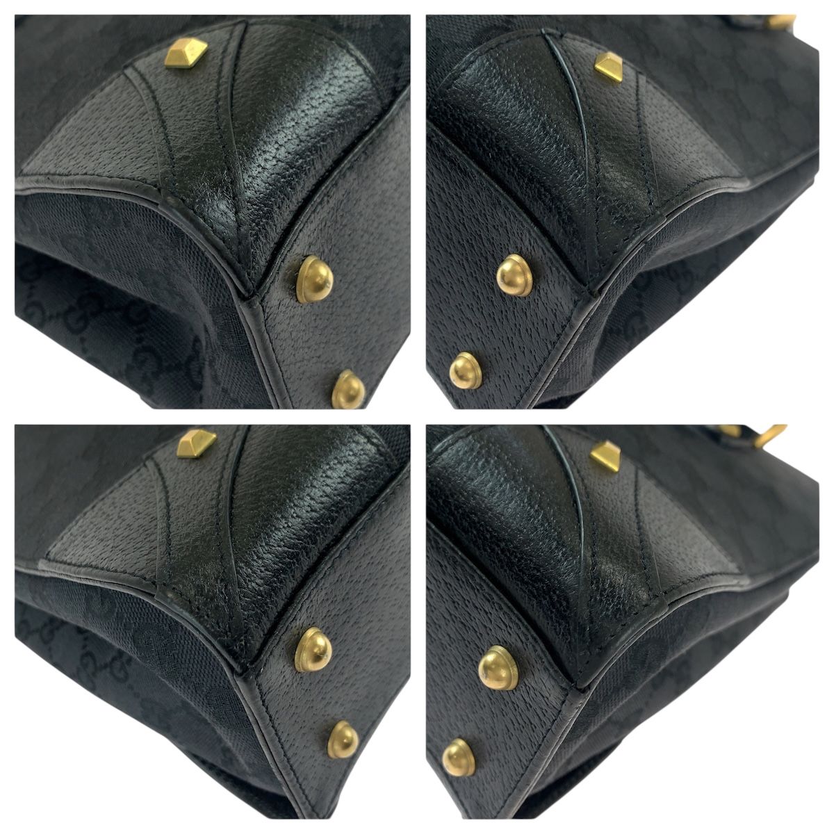 美品 GUCCI グッチ ブラック 黒 ゴールド金具 GGキャンバス/レザー