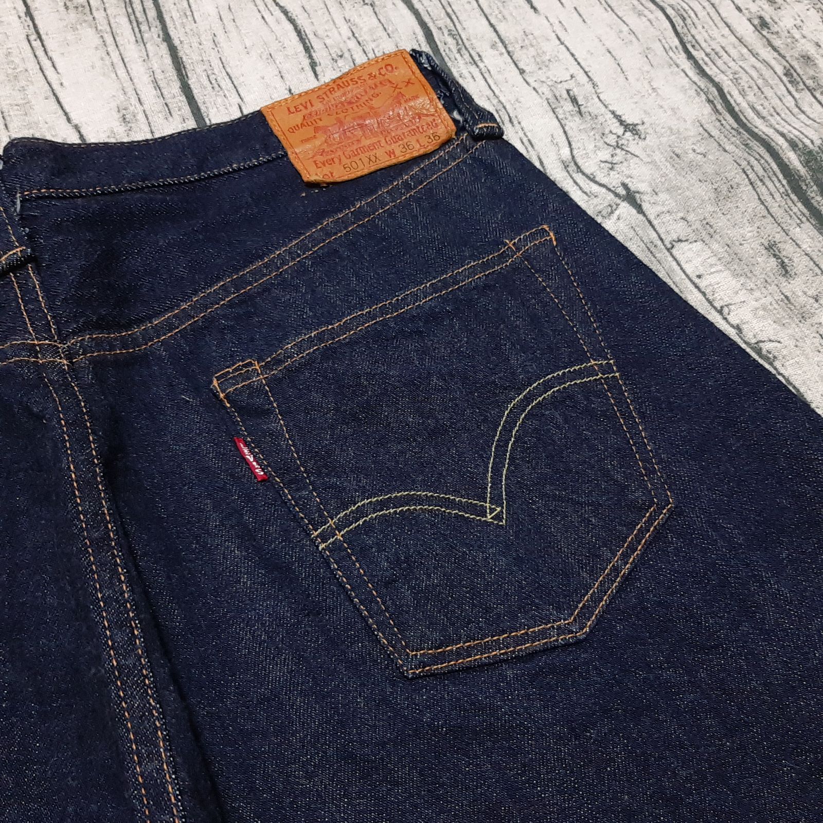 W36表記】旧LVC LEVI'S 501XX 1947 レザーパッチ 濃紺美品 日本製 MADE