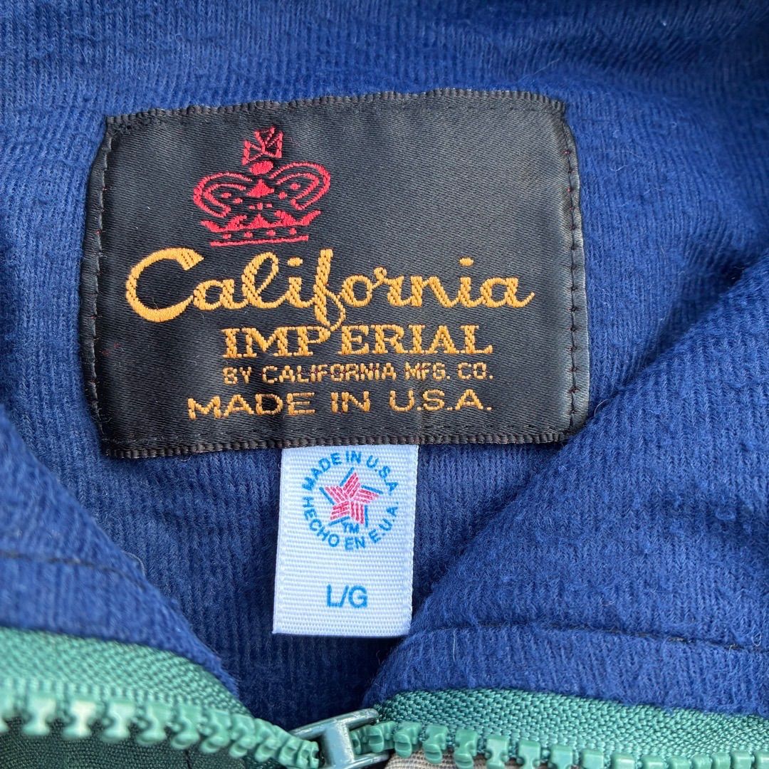 USA製 カリフォルニアインペリアル ダービージャケット 緑 L 企業刺繍