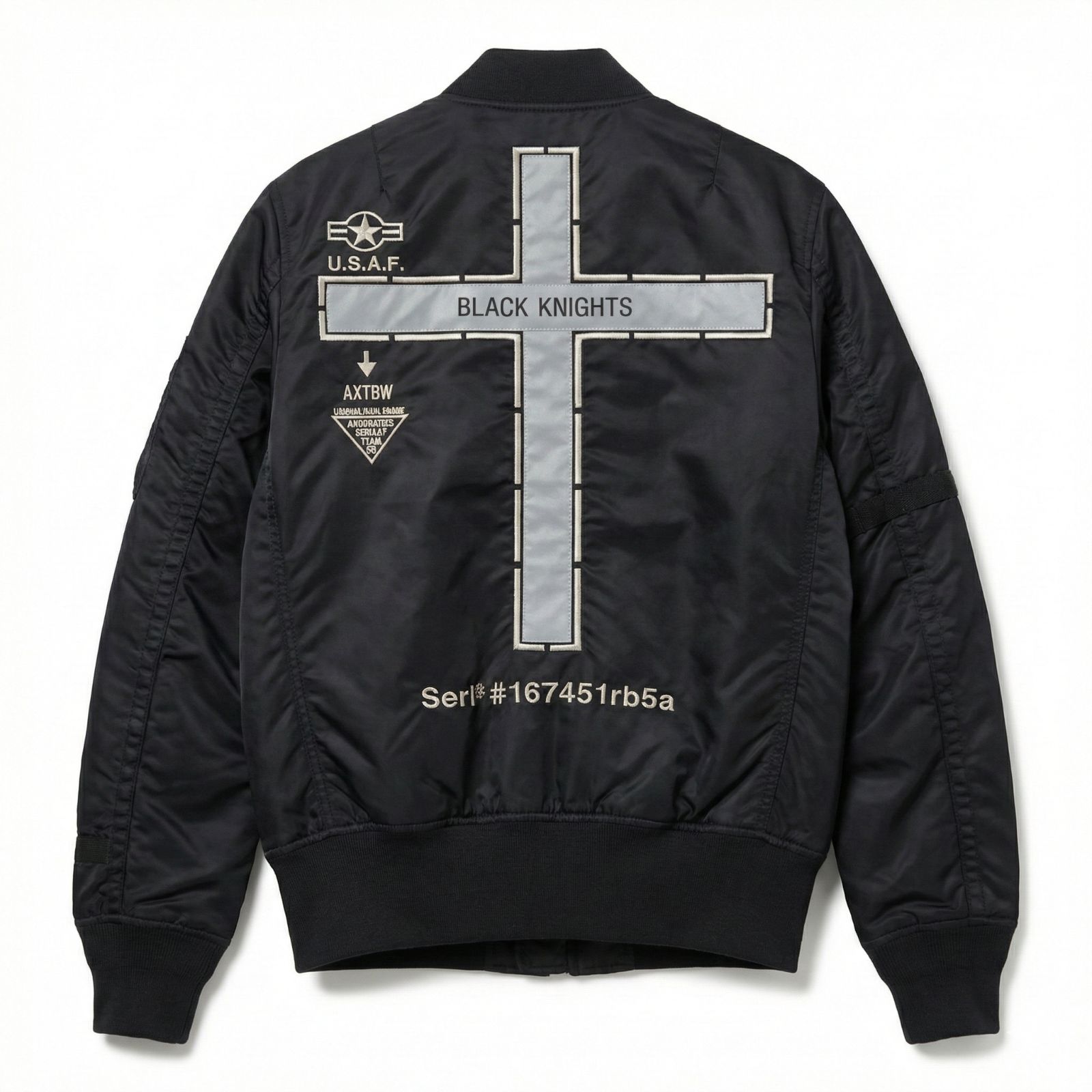 AVIREX MA-1 ブラック M B-15 ブラックナイツ 刺繍 フライトジャケット