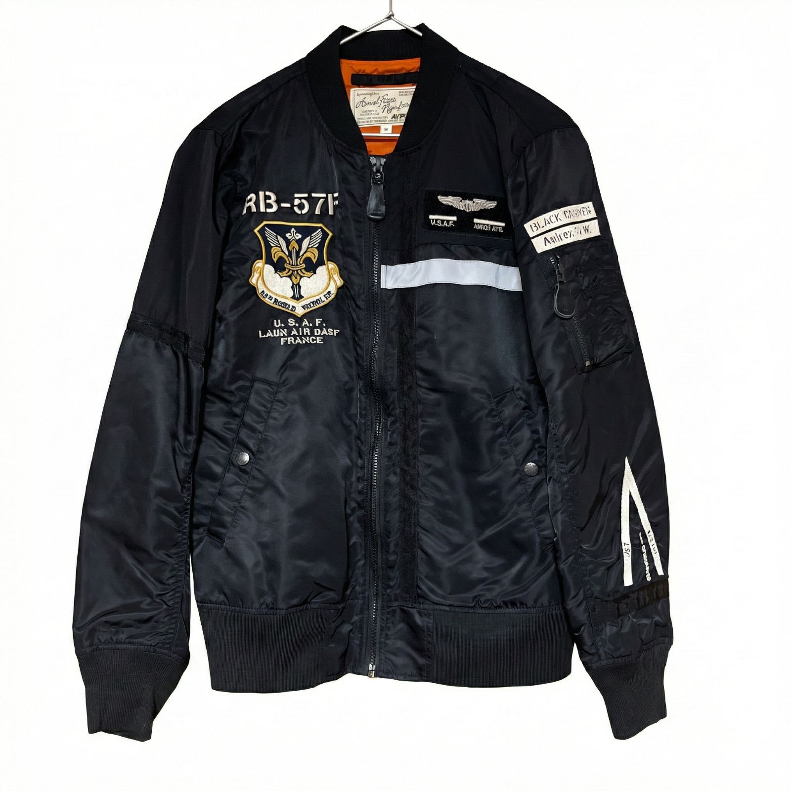 AVIREX MA-1 ブラック M B-15 ブラックナイツ 刺繍 フライトジャケット