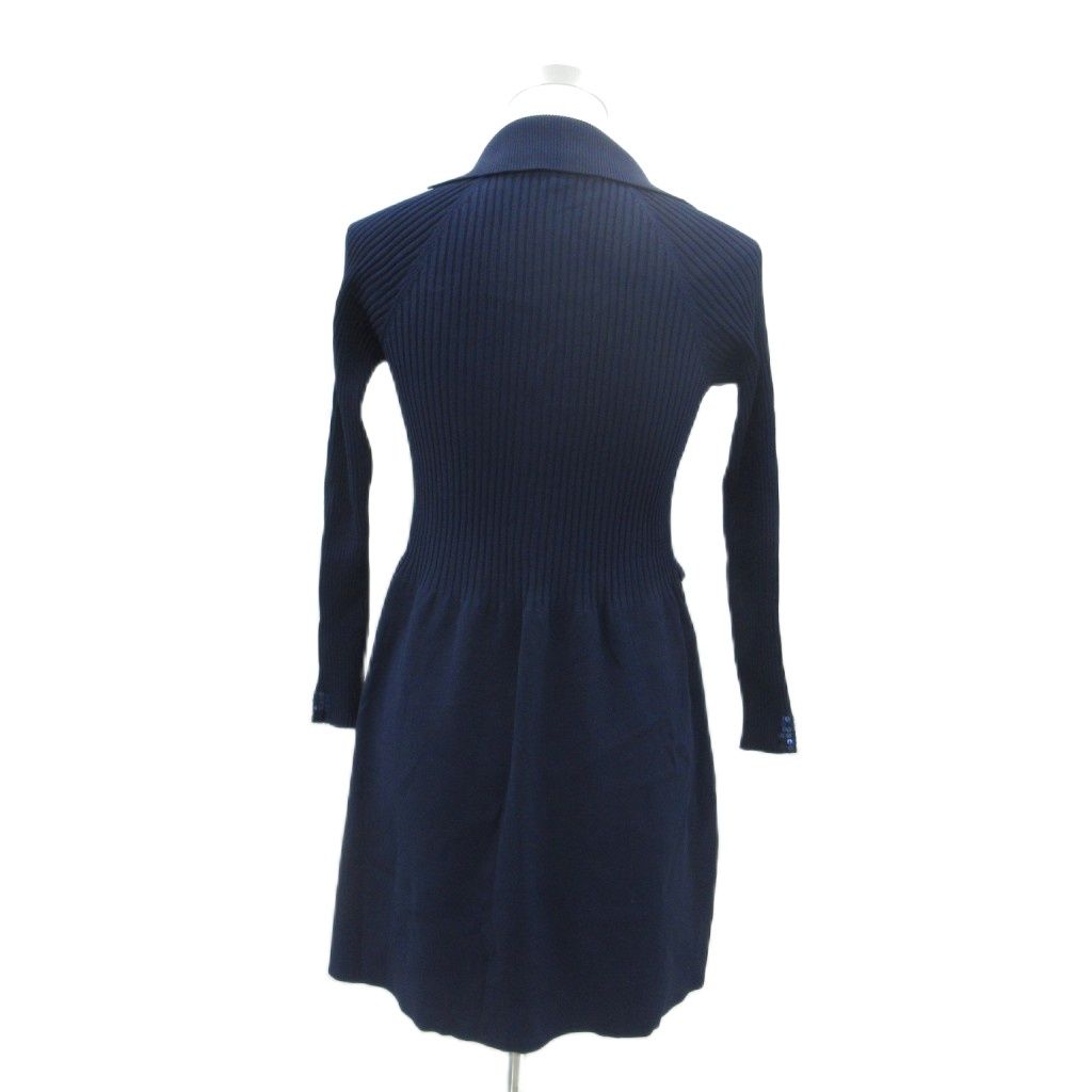 新品　Super Beauty ワンピース　リボン　紺 スーパービューティ Super Beauty ニットワンピース 42 XL 紺 ネイビー