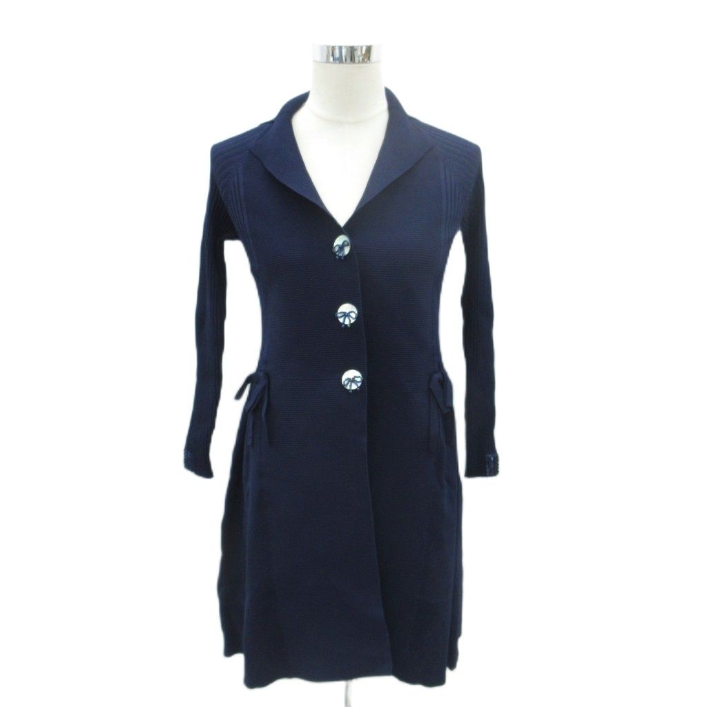 スーパービューティ Super Beauty ニットワンピース 42 XL 紺 ネイビー