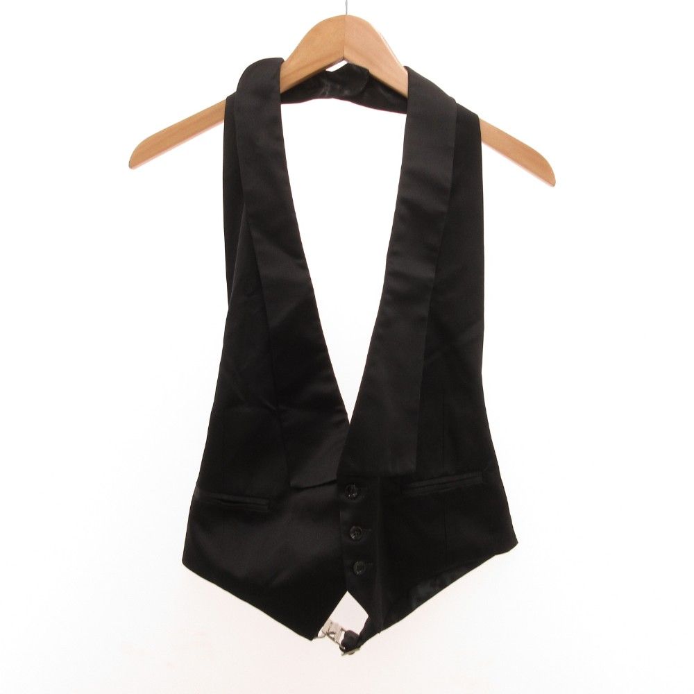 ラルフローレン RALPH LAUREN ベスト ジレ 絹 シルク 34 黒 ブラック