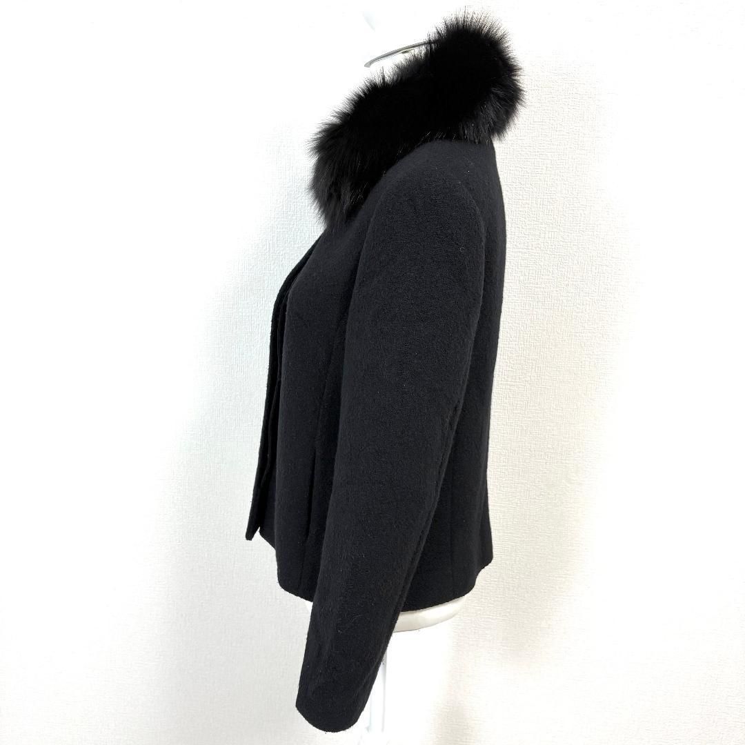 美品】 DAKS フォックスファージャケット アンゴラ混 9AR ブラック