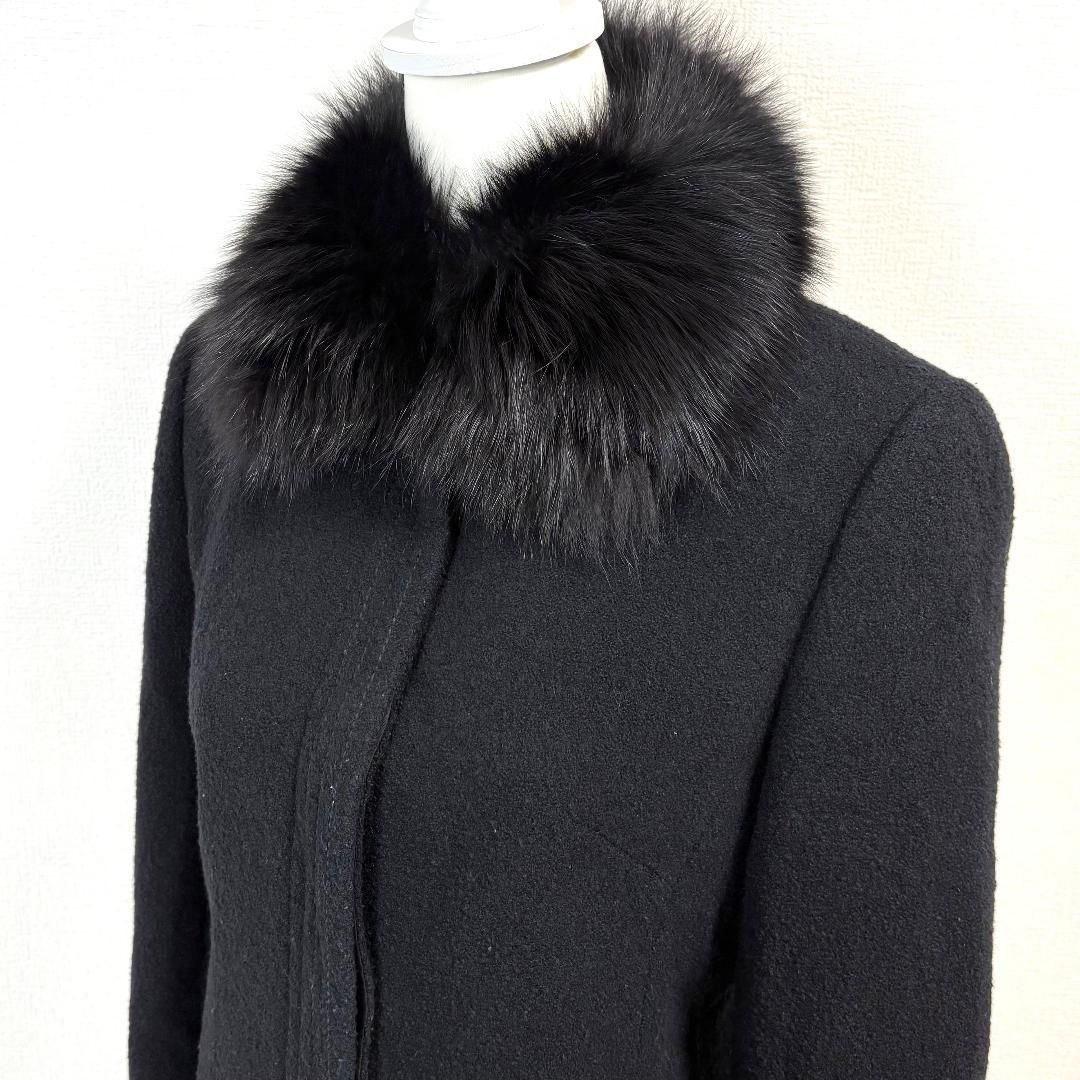 美品】 DAKS フォックスファージャケット アンゴラ混 9AR ブラック