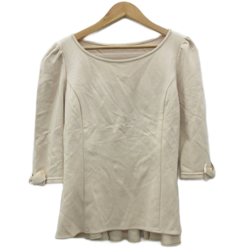 ルネ Rene カットソー 七分袖 36 S ライトベージュ ラウンドネック