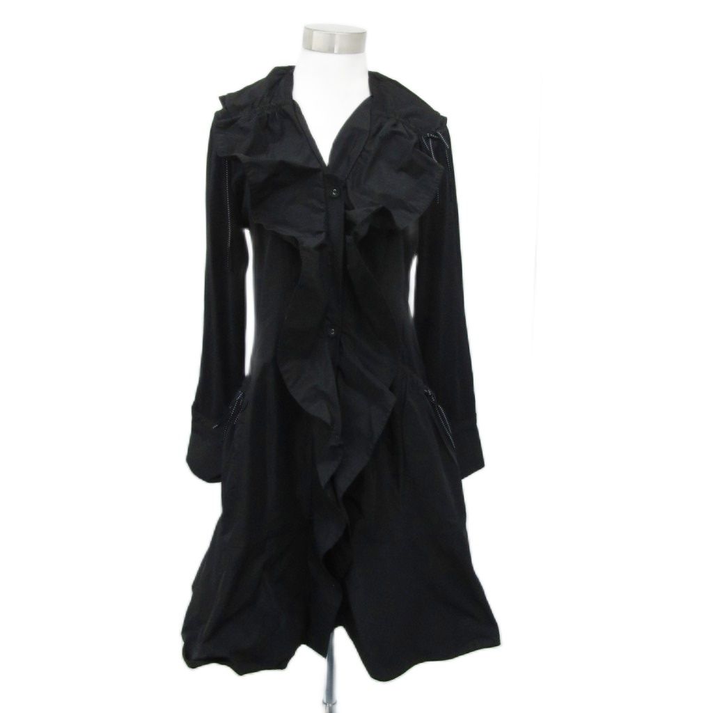 スーパービューティー 黒 ニットワンピース 長袖 フリル裾 スーパービューティー黒 ニットワンピース 長袖 フリル裾 レース 黒