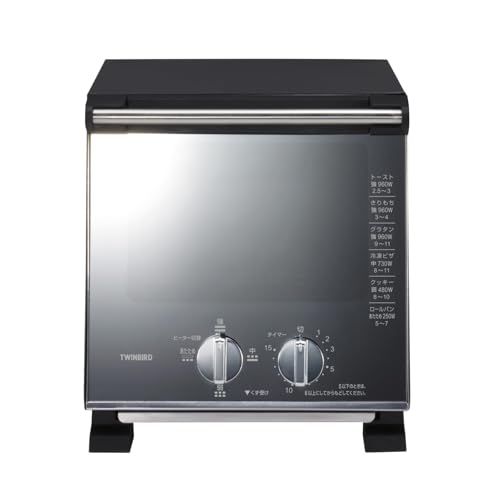 ツインバード トースター オーブントースター 焼き 横幅21 cm 960 W 4段階切替 コンパクト ミラーデザイン 一人暮らし 新生活 黒 ブラック TS D 037 PB 5 a 10247 c