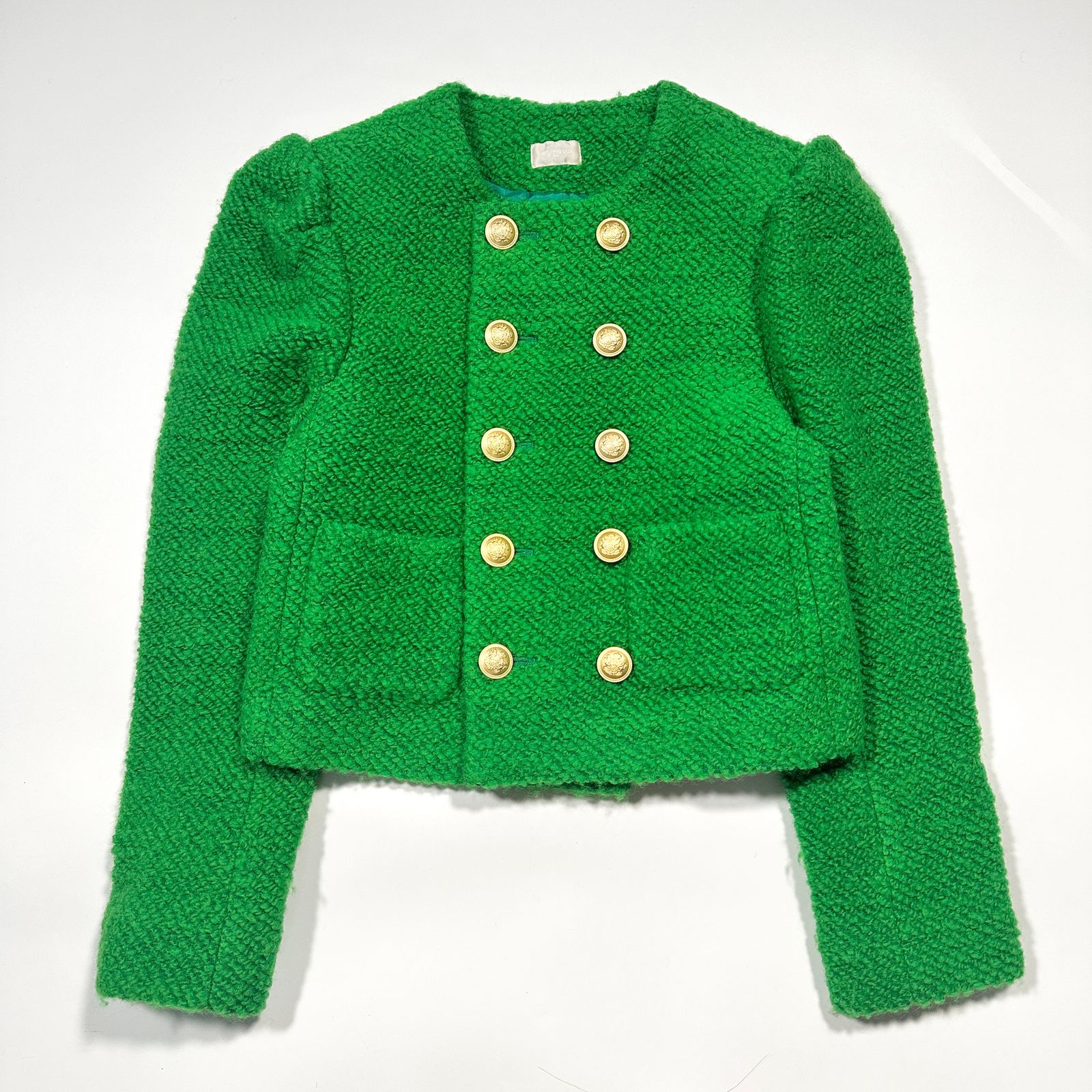 Cygne シーニュ ノーカラージャケット グリーン系 ダブルボタン