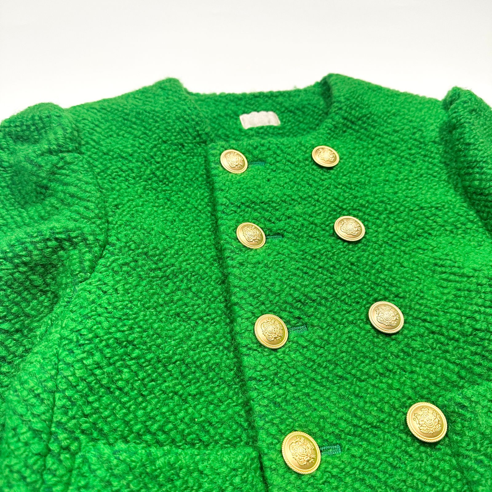 Cygne シーニュ ノーカラージャケット グリーン系 ダブルボタン