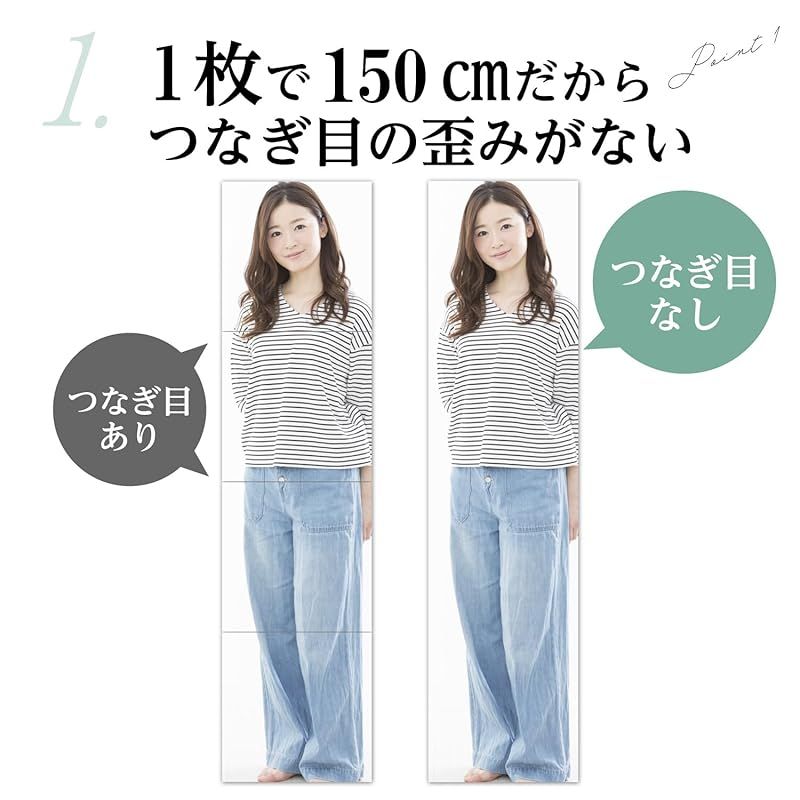 奇跡の鏡 どこでも貼れる割れない鏡 CocoMirror ドアの裏やクローゼットにも 鏡 全身鏡 姿見鏡 壁掛け ミラー 150 x 30 cm