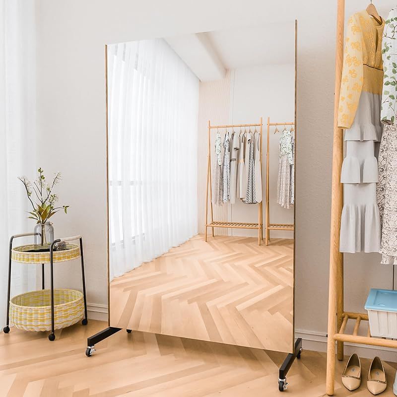 Brisafe 割れない鏡 移動式スポーツミラー キャスター付き 幅100 高さ150 cm フィルムミラー 姿見 超大型 スポーツレッスン ダンスレッスン ゴルフ フィットネスフォーム ヨガ ピラティス フラダンス トレーニング 学校 施設 教室 スタジオ