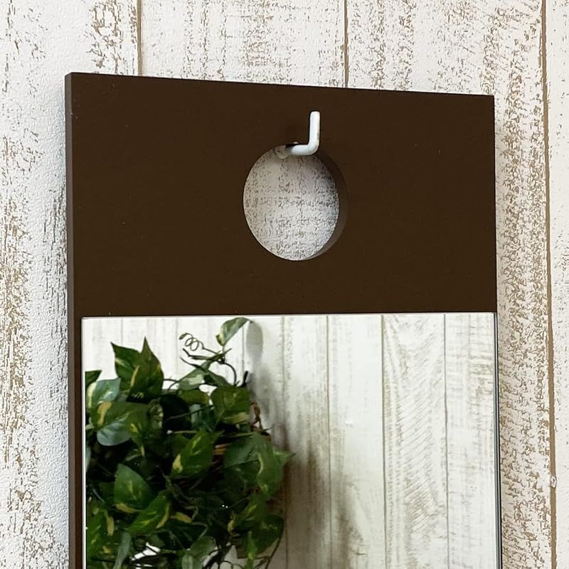  ＮａｔｕｒａｌＨｏｕｓｅ フック ミラー 姿見 壁掛け 鏡 幅 20 奥行 1.5 高さ 100 かがみ 飛散防止 加工 省スペース 玄関 リビング 吊り 吊り下げ スリム ダーク ブラウン キッチン 住宅設備
