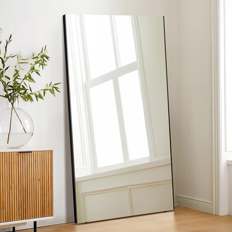 Brisafe 割れない鏡 幅80 cm×高さ170 cm フィルムミラー 姿見 全身鏡 大型 スポーツミラー 防災対策 超軽量 壁掛け 立掛け スタイリッシュ トレーニング ダンス教室 ジム スタジオ 学校 施設 ポーズチェック フォームチェック ブラック