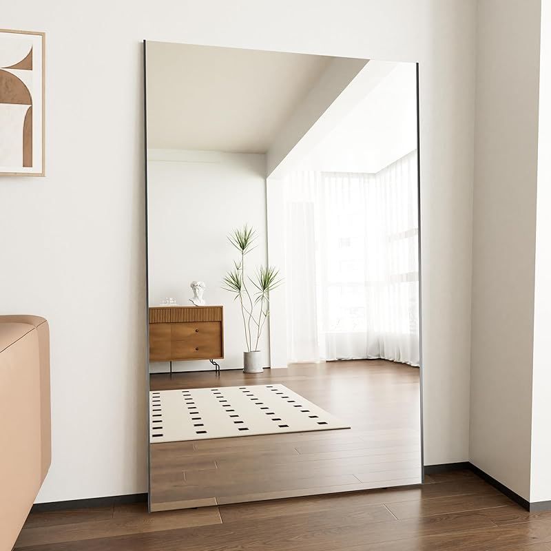 ofme 割れない軽量ミラー 日本製フィルム 大型鏡 割れない鏡 軽量 防災 地震対策 姿見 壁掛け 立て掛け フィットネス スポーツ ダンス 筋トレ ピラティス ダンス練習 従来フィルムをグレードアップし より鮮明でクリアな映りに 高さ180 cm 幅12