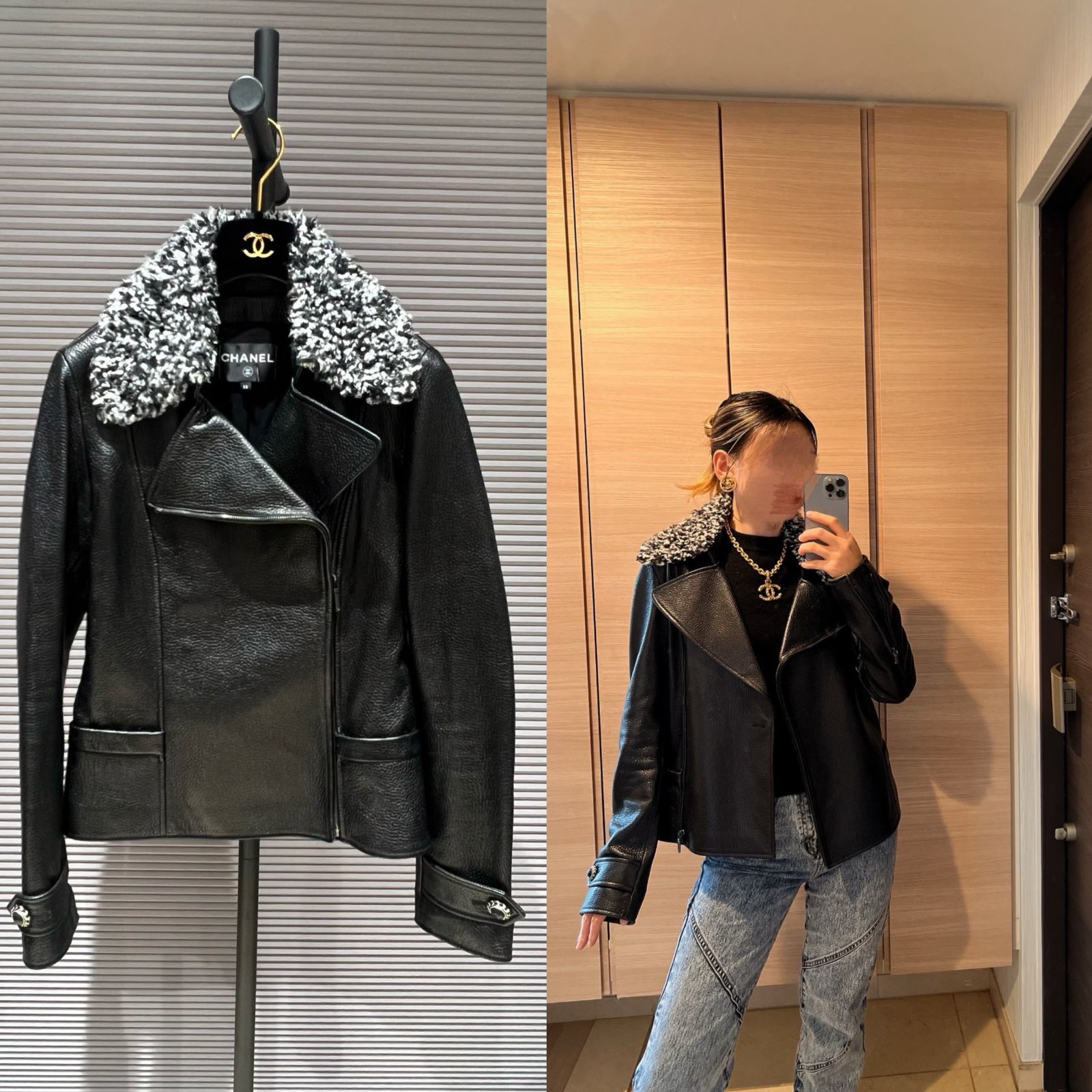 CHANEL P54645C00309 LEATHER JACKET シャネルレザージャケット 38 