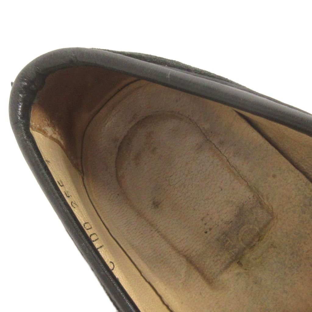 グッチ GUCCI ローファー ホースピット スエード 黒 ブラック 36.5