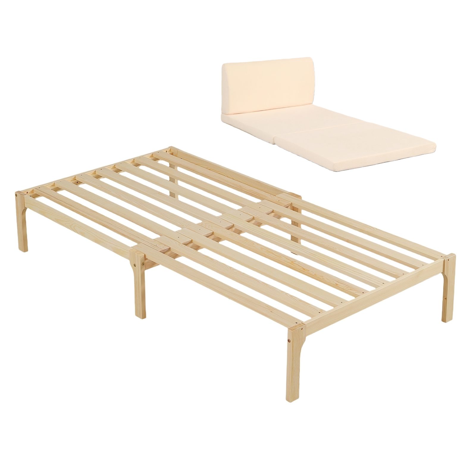 厚さ8cmベージュマット付き ディベッド ソファベッド シングル 天然