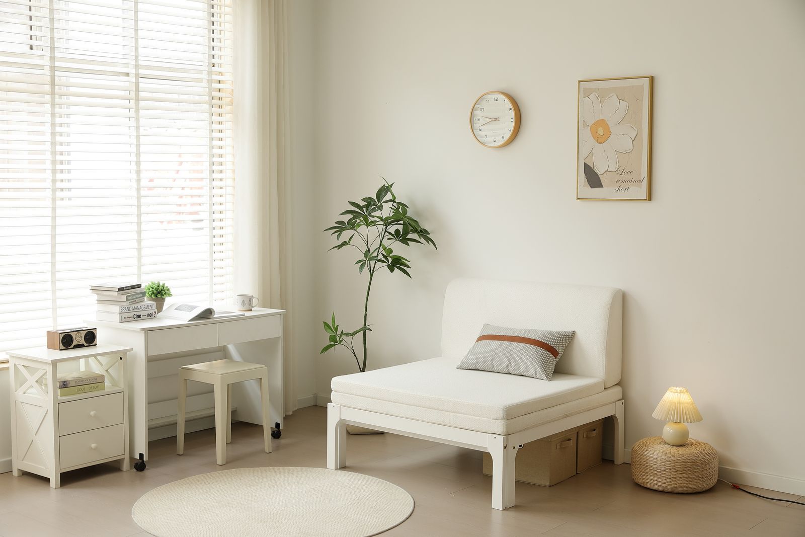 厚さ8cmベージュマット付き ディベッド ソファベッド シングル 天然