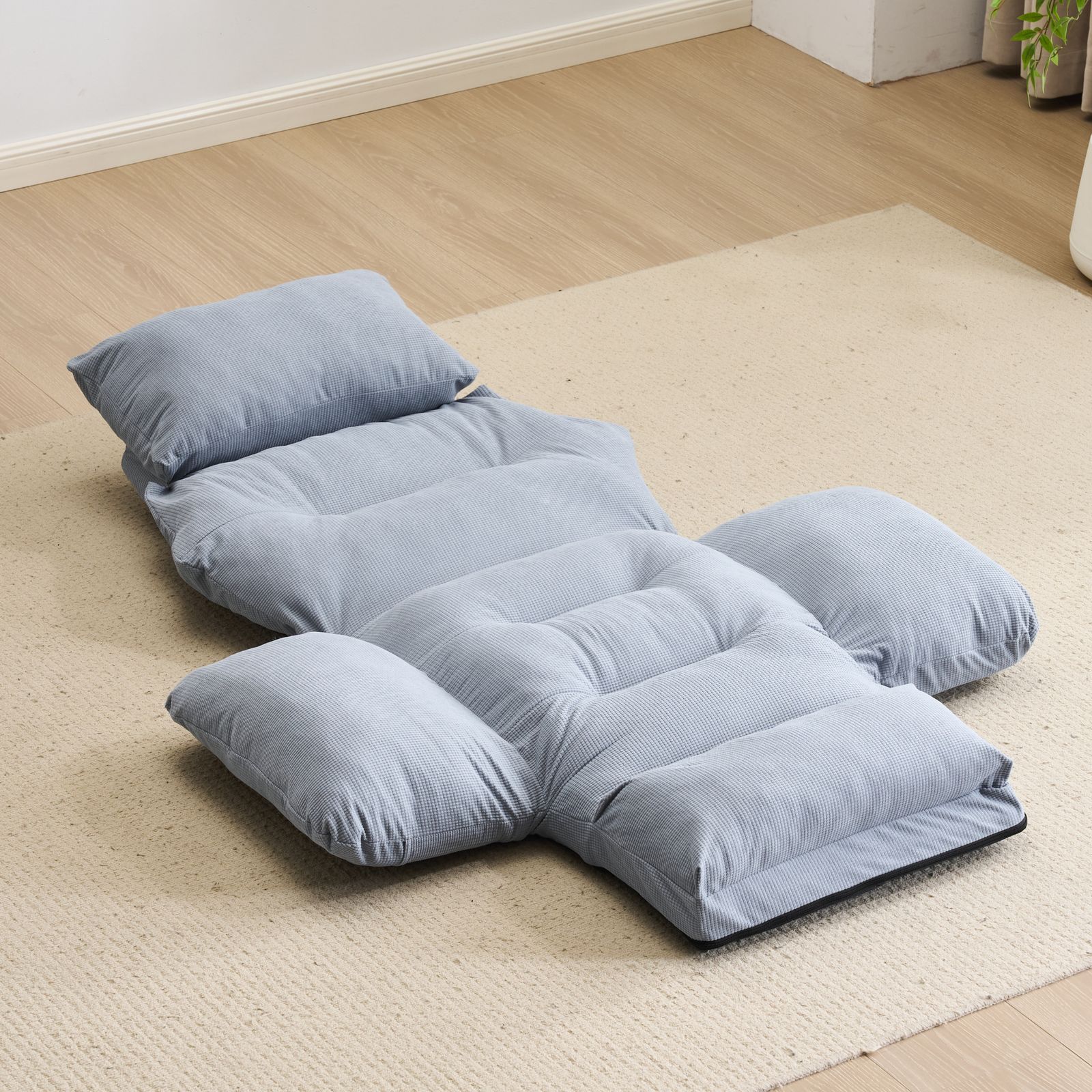 【グレー】1人掛けソファー ソファーベッド 座椅子 6段調整可能 寝る 座る 座椅子 ソファーベッド 一人掛けソファ 可愛らしいデザイン 背もたれ6